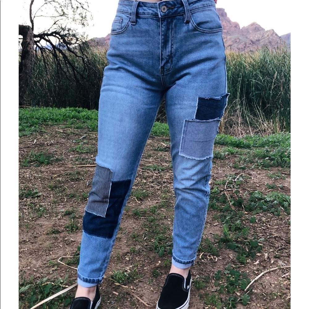 Patched Mom Jeans